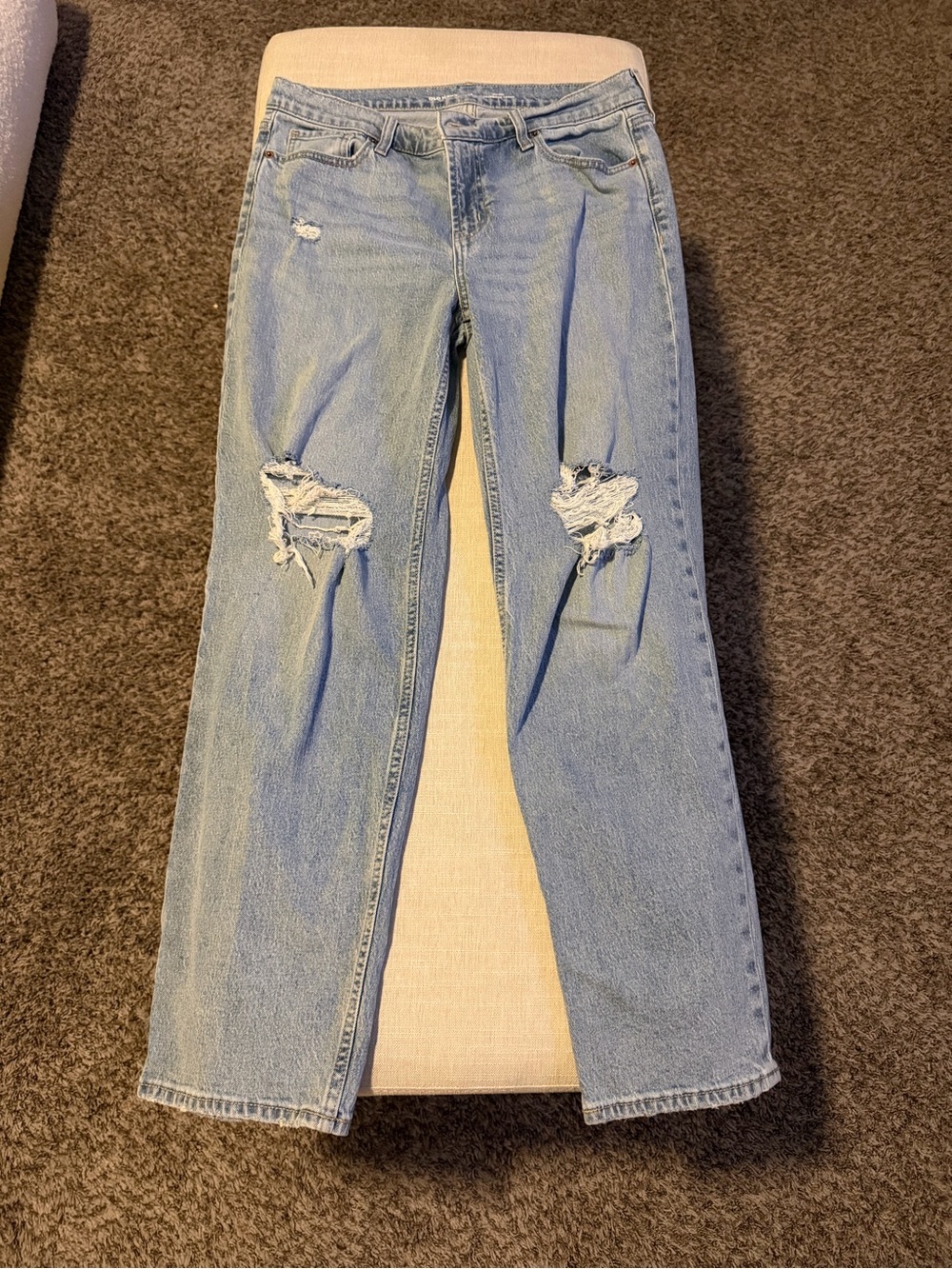 Old Navy Light Blue Distressed Straight-Leg Jeans